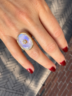 Bague LE SCEAU en pierre de lune, laiton doré à l’or fin 18 carats