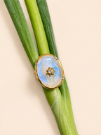 Bague LE SCEAU en pierre de lune, laiton doré à l’or fin 18 carats