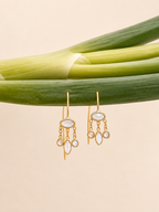 Boucles d’oreilles LES TITES GOUTTES en pierre de lune, dorées à l’or fin 18 carats